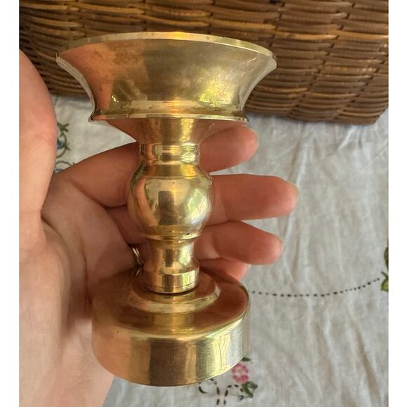 Vintage Gold Tone Metal Candle Holder Home Decor Accent - Picture 6 of 10